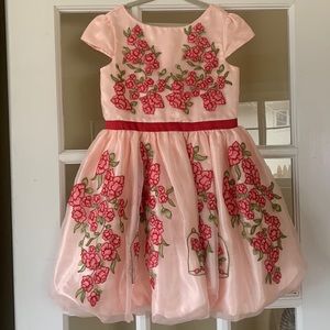 Disney Princess Belle Rose Embroidered Girl Dress 5/6